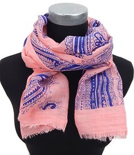 Damenschal lachs blau by Ella Jonte Oriental Design leichter Schal neue Saison