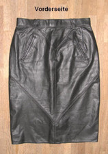 gut knielanger LEDERROCK / Rock aus festem GLATTLEDER in schwarz Gr. 40