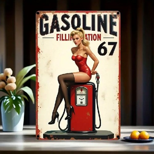 Blechschild gasoline filling - gasoline,