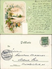 Ansichtskarte  Künstlerkarte Landschaft 1900  Ankunftsstempel Schlawe Pommern