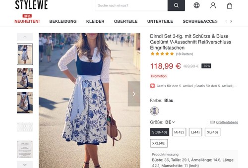 Dirndl set tlg mit - set, 3-tlg.