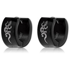 Ohrring Breite Klappcreolen GECKO Salamander Creole SCHWARZ Edelstahl Ohrschmuck