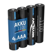 ANSMANN Akku AAA 1050mAh NiMH 1,2V - wiederaufladbar, hohe Kapazität (4 Stück)