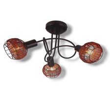 Deckenlampe Deckenleuchte Spotlampe BUIA Küchenlampe Rattan Geflecht schwarz E14