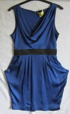 Party Ball Kleid festlich kurz minim. Ballonrock Taschen royal königsblau H&M 40