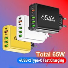 6-Fach Schnell Ladegerät Stecker 6 x USB Port 65W Netzteil Adapter Handy Tablet