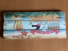 Wandbild, Holzbild, Deko,  Summer Beach Party, 35 x 15 cm, Vintage, neuwertig