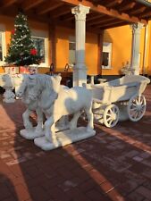 Pferdekutsche Pferd Kutsche XXL 220 cm Lang Steinguss, Gartendeko