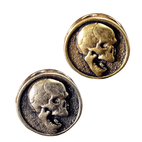 Brass skull pendant - brass,