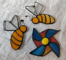 3x Bleiverglasung Biene Blume