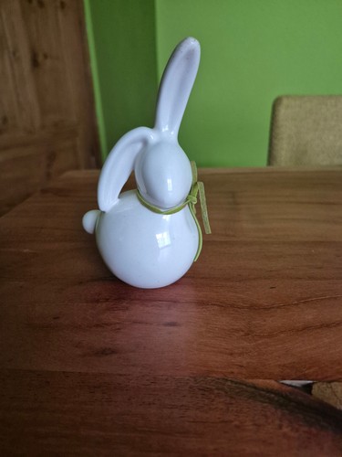 Keramik osterhase weiß mit - osterhase,