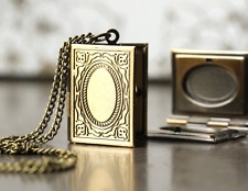 Halskette Foto Medaillon Buch Kette Vintage Geschenkidee Frauen Mutter Schwester