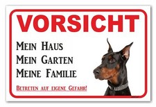 AdriLeo Schild - Vorsicht schwarzer Dobermann Mein Haus - Achtung Hund Wachhund