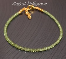 A++ Zierliche 3-4 mm Peridot facettierte Rondelle Edelstein Perlen Damen Armb...