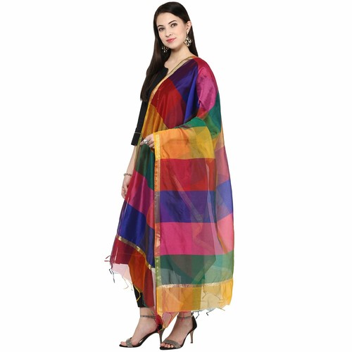 Damen multicolor seide dupatta - multicolor,
