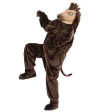 Pferd horse Plüsch Kostüm Maske Onesie Verkleidung Karneval braun One Size