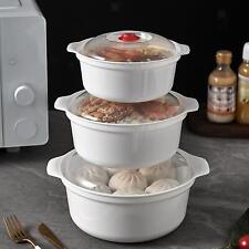 3x Mikrowellenschüsseln mit Deckel Heizung Lebensmittel Mikrowelle Kochgeschirr für Versammlungen