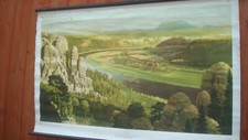 alte Schulwandkarte DDR Rollkarte "Elbsandsteingebirge  " ca  1960 /120 cm
