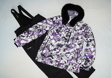 ✅High Experience Damen Skianzug TOP Zustand Graffiti Echter Pelz Größe 44/46/XXL