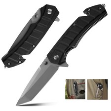 Swiss+Tech Schwarz Klappmesser Einhandmesser mit Taschenclip für Jagd, Camping