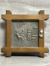 Vintage Schlüsselkasten Wandschrank Zinn Relief Eiche rustikal Wandschrank #2