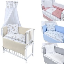 Beistellbett Babybett 90x40 weiß inkl. Matratze, Bettwäsche Set komplett