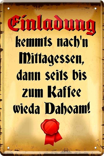 Blechschild 20x30 einladung - blechschild,