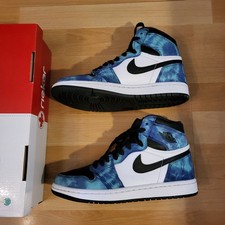 Neuwertige Jordan1 Retro High Tie Dye, Blau/Weiß, Größe 38 - UK 4,5!