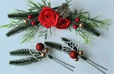 HAARKLAMMER SET ROTE ROSEN