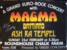 Magma + Ash Ra Tempel, Poster, Plakat, Concert, London, 1974, signiert/signed