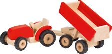 TRAKTOR mit Anhänger kippbar ROT Trecker Bauernhof Holztraktor Kindertrecker NEU