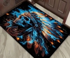 Teppich Indianer-Schädel-Drück Teppich , Flur, Waschbar, Innenteppich Deko