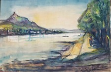 Aquarell: Burg am Rhein