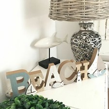 Segel-Boot Leuchtturm Fisch Landhaus Holz-Buchstaben Beach-house Schrift Schiff