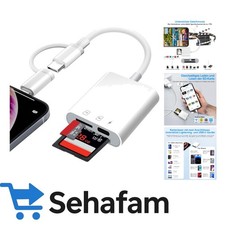 3-in-1 SD Kartenleser für iPhone/iPad mit USB-C Ladeanschluss und Plug & Play
