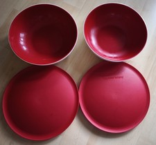 Tupperware Set 2x Allegra 740 ml Schüsseln rot weiß Salat Suppe Aufbewahrung