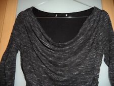 Schönes Shirt Bluse Wasserfall Top Gr. S von H&M schwarz meliert