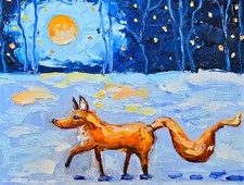 Fuchs im Schnee Ölmalerei