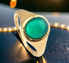 GJ69 * TERRA OPALIS RING (19) ÄTH. KRISTALLOPAL GRÜN OVAL 1,65ct 925 SILBER VG