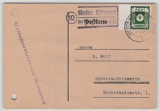 SBZ Nr. 43 A I auf Postkarte mit Landpoststempel Rockau Rittergut.. geprüft
