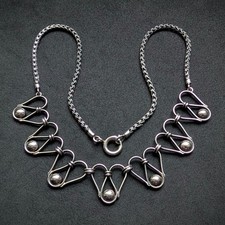 Vintage Designer Collier 835 Silber Gustav Hauber Midcentury alt c. 1950 S