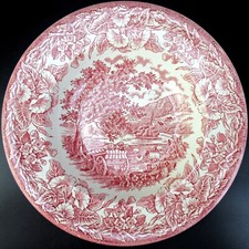 English Ironstone Tableware Suppenteller Country Scene Red England Steingut
