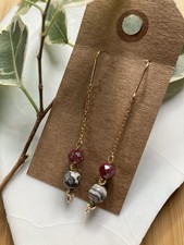 Lange Ohrringe Edel mit Perlen Versehen Handarbeit Modeschmuck