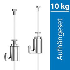 Aufhängeset 10kg - 2 Bilderhaken und 2 Perlonseil mit Gleiter für Bilderschienen
