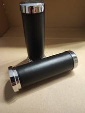 Leder Griffgummiset Chrom + schwarzes Leder für zöllige Motorradlenker