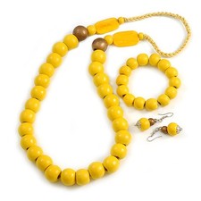 Langes rundes Holzperlen-Set