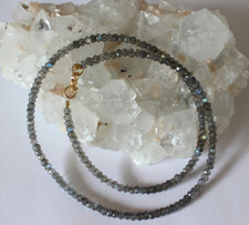 Labradorit Kette Edelsteinkette Facettiert halskette Schmuck blau Schmmier 45 cm