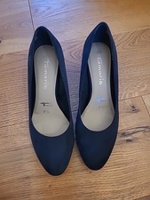 Pumps, Tamaris, F 1/2, 39, Touch It, Dunkelblau, Velours, Wildleder, Leder 