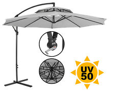 Ondis24 Sonnenschirm ⌀ 3m Grau Ampelschirm Garten Terrasse Kreuzständer Kurbel