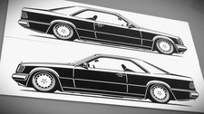 Mercedes W124 CE Coupe Aufkleber Silhouette Mercedes W124 Sticker Schwarz 2x neu